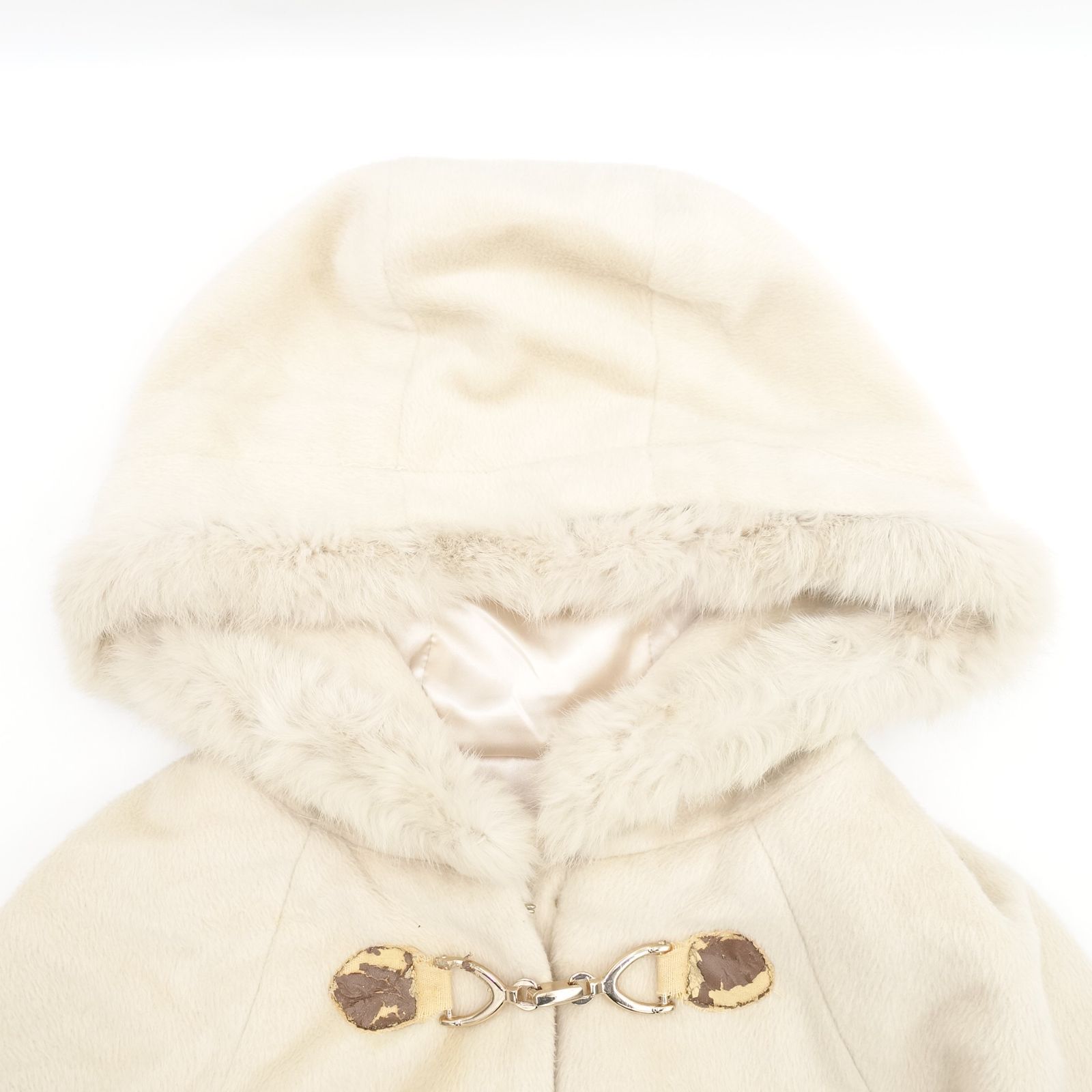 訳あり LIZLISA フードファーケープコート Fサイズ クリーム フリル型