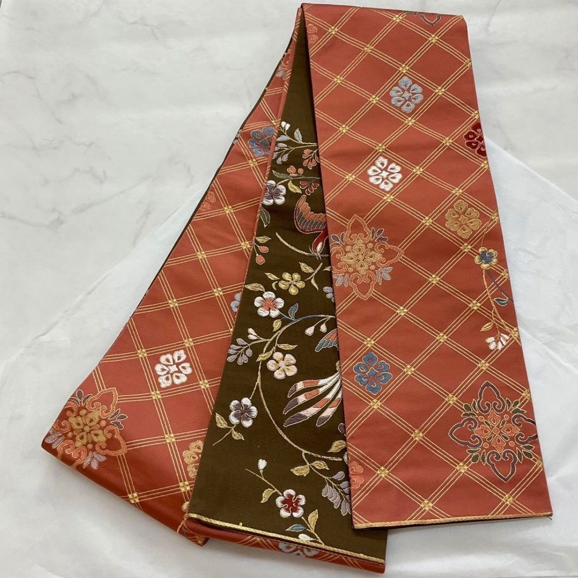 ○kimono+one○kimonoarisa○未使用同然○最高級西陣織○鳥○刺繍が