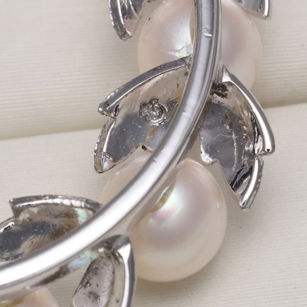 ミキモト ブローチ パール 真珠 5.6mm リーフ リース サークル