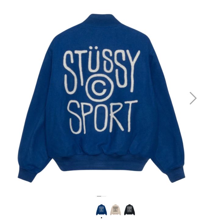 STUSSY ステューシー スポーツ Мелтон スタジャン ブルー Lサイズ