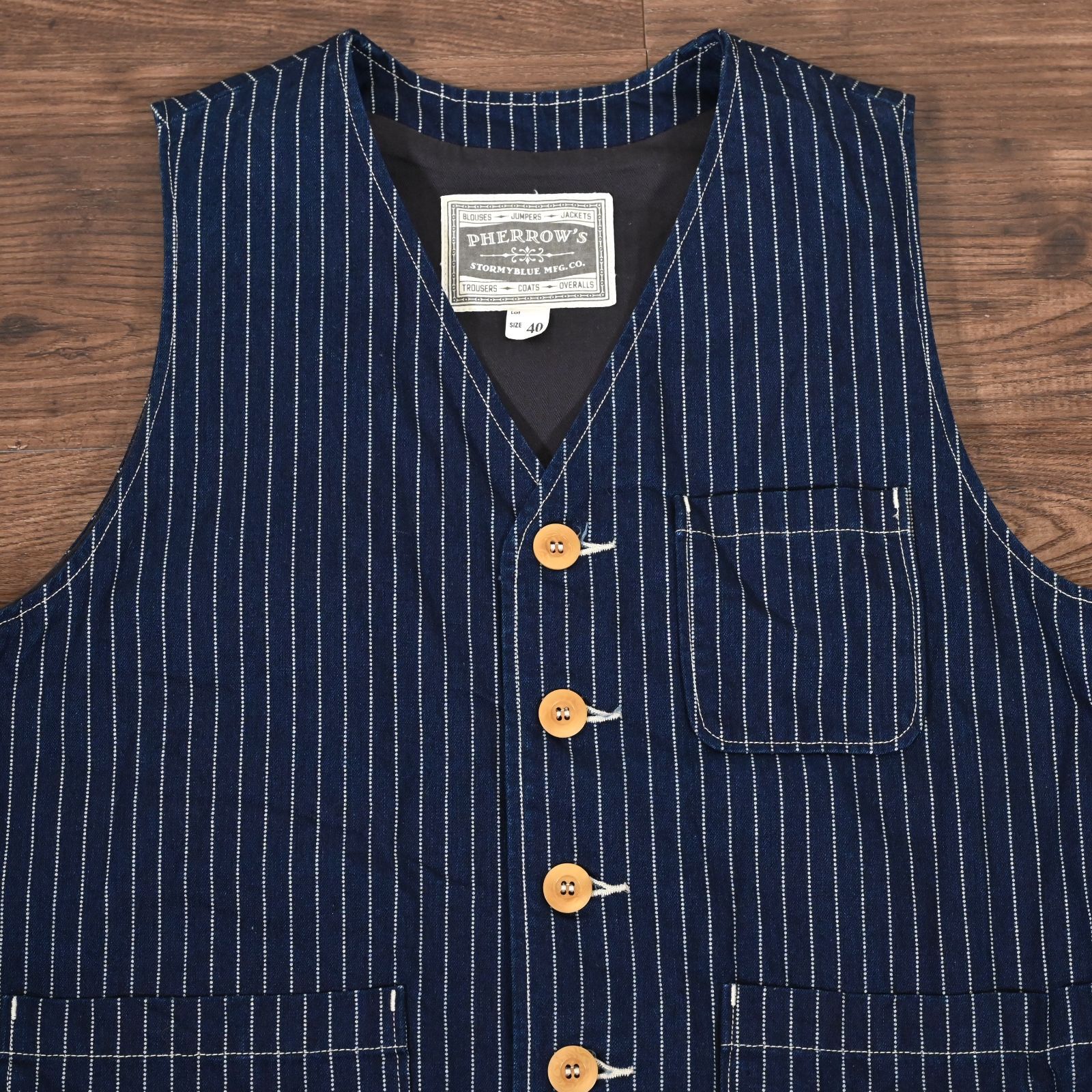 フェローズ ウォバッシュベスト インディゴ ユニオンチケット 40