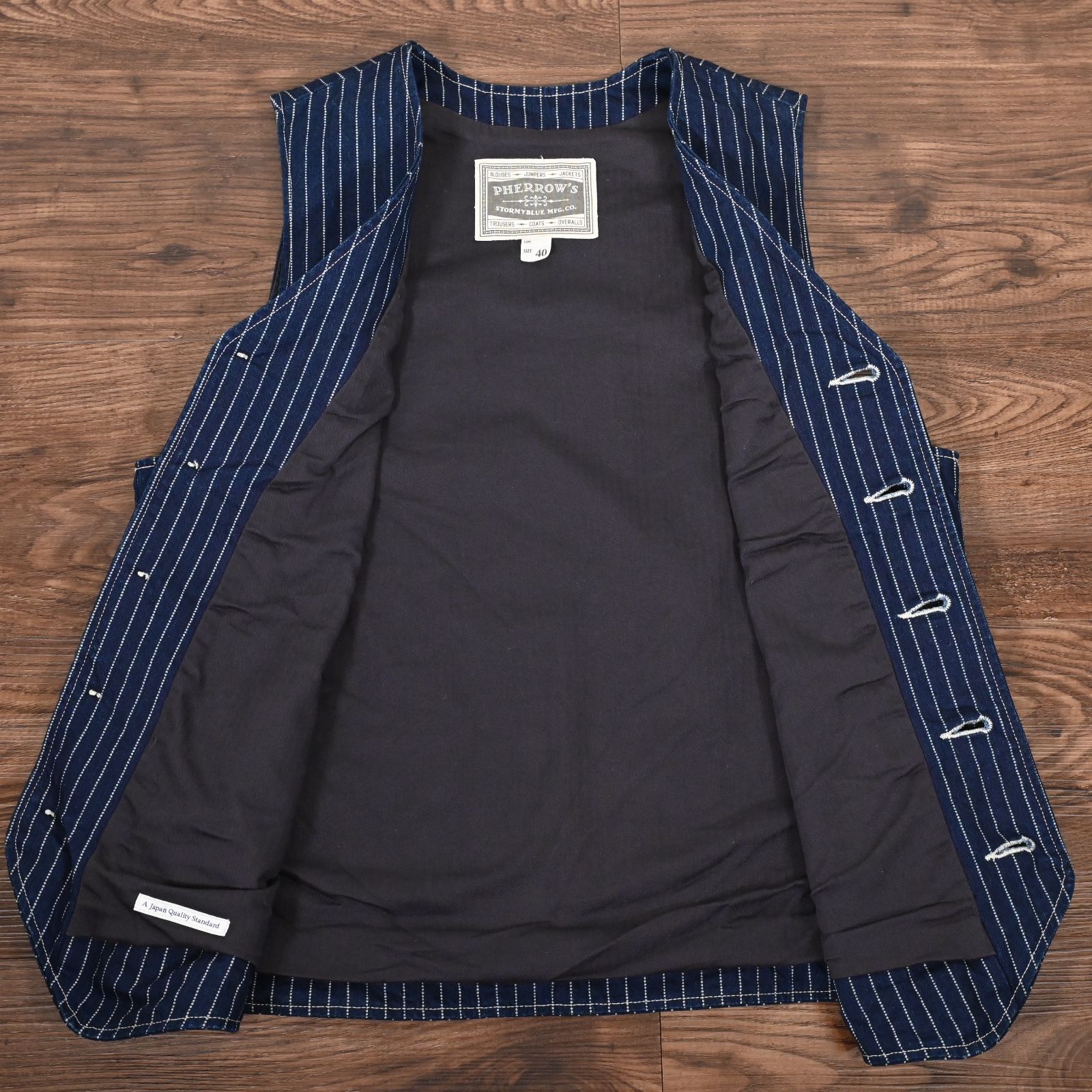 フェローズ ウォバッシュベスト インディゴ ユニオンチケット 40