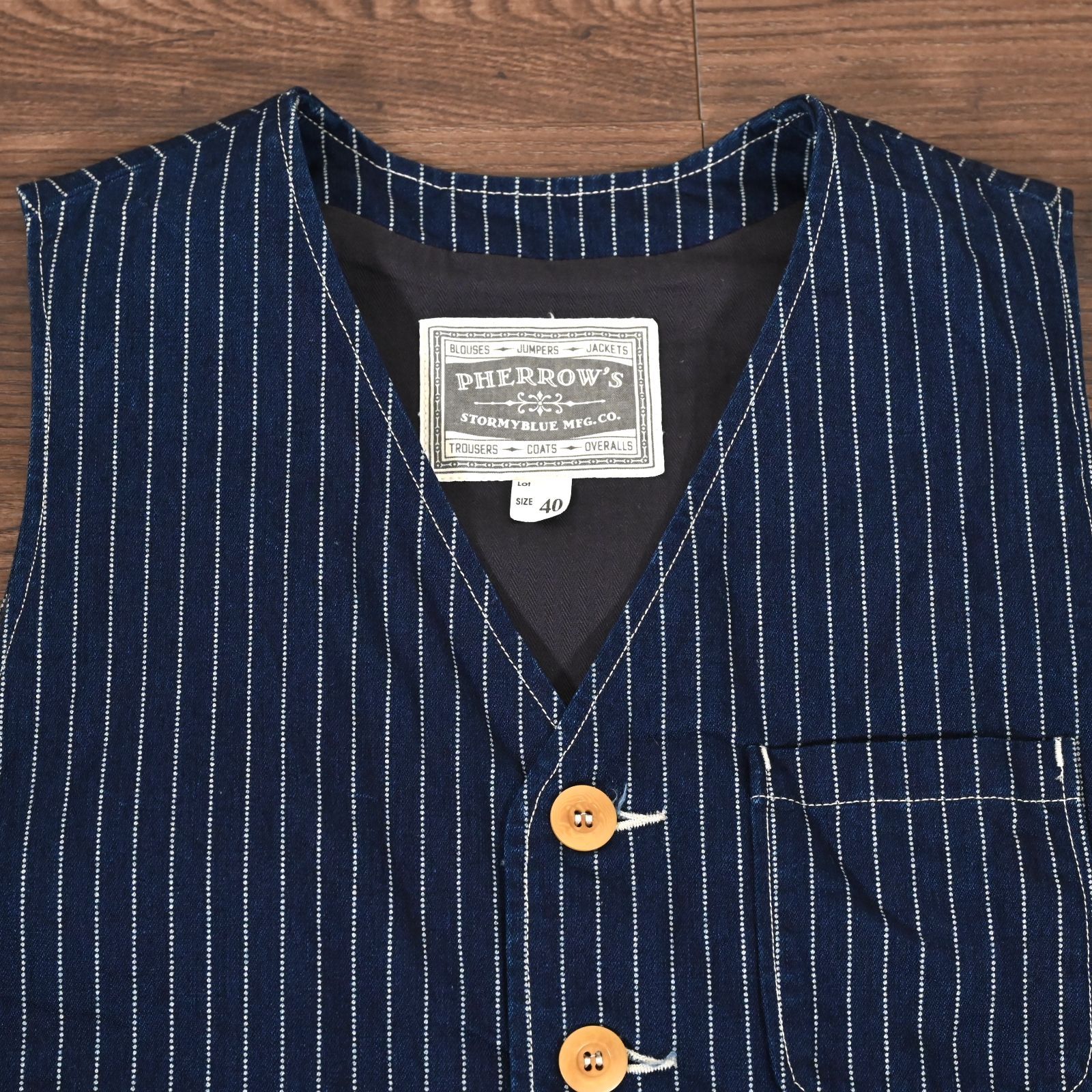 フェローズ　ウォバッシュ　ベスト　ブラック　ユニオンチケット　38 フェローズ ウォバッシュベスト インディゴ ユニオンチケット 40