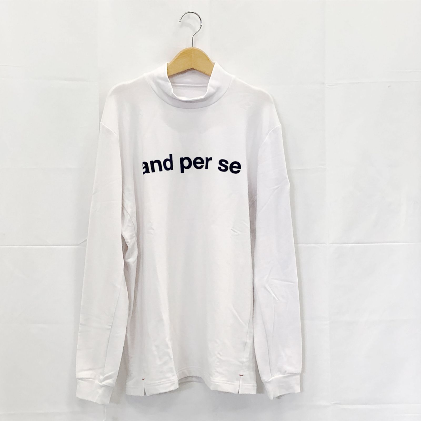 ! アンパスィ｜メンズ｜Ｌサイズ｜セルヒート長袖ハイネックシャツ｜ホワイト系｜古着ゴルフウェア