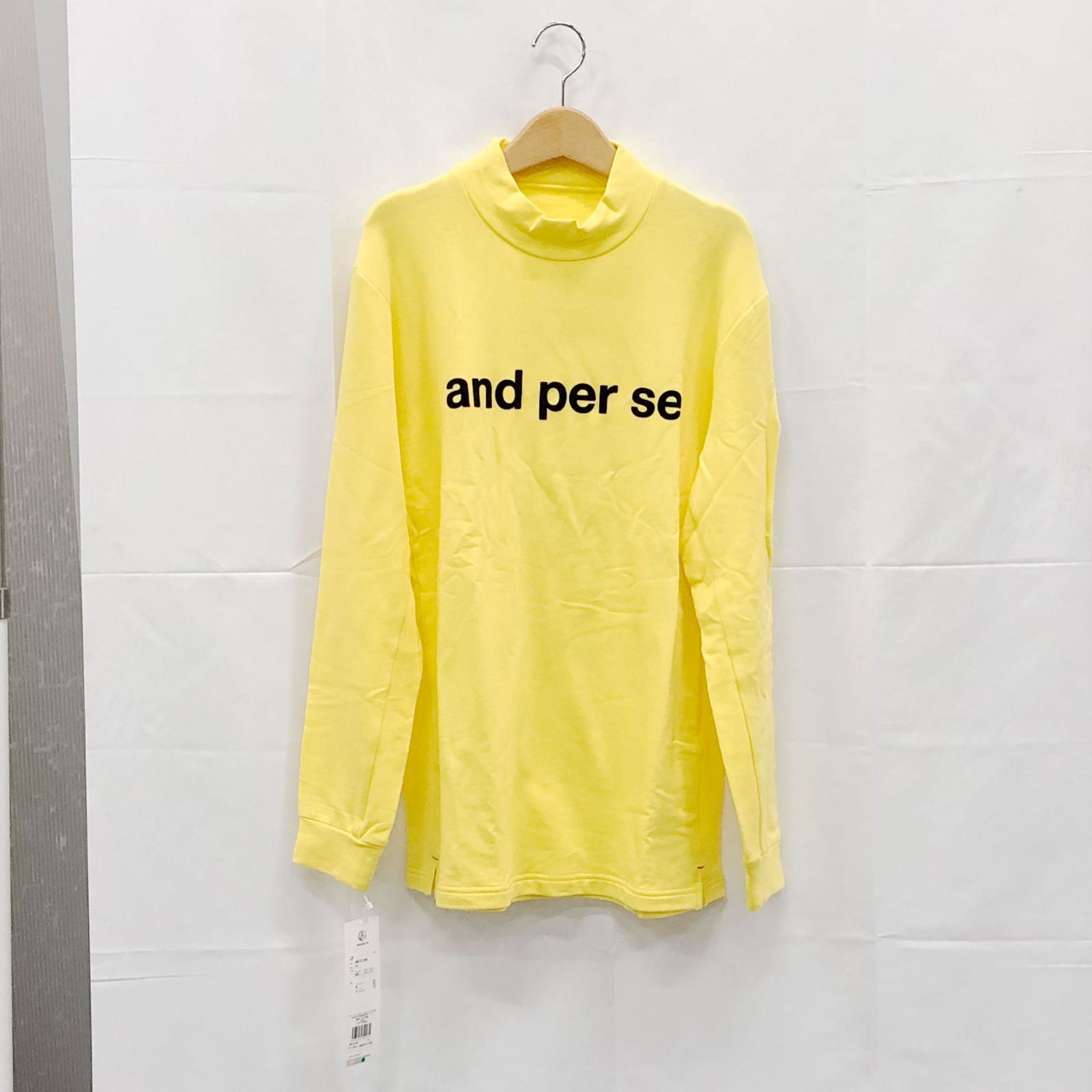 タグ付き! アンパスィ｜メンズ｜Ｌサイズ｜セルヒート長袖ハイネックシャツ｜イエロー系｜古着ゴルフウェア