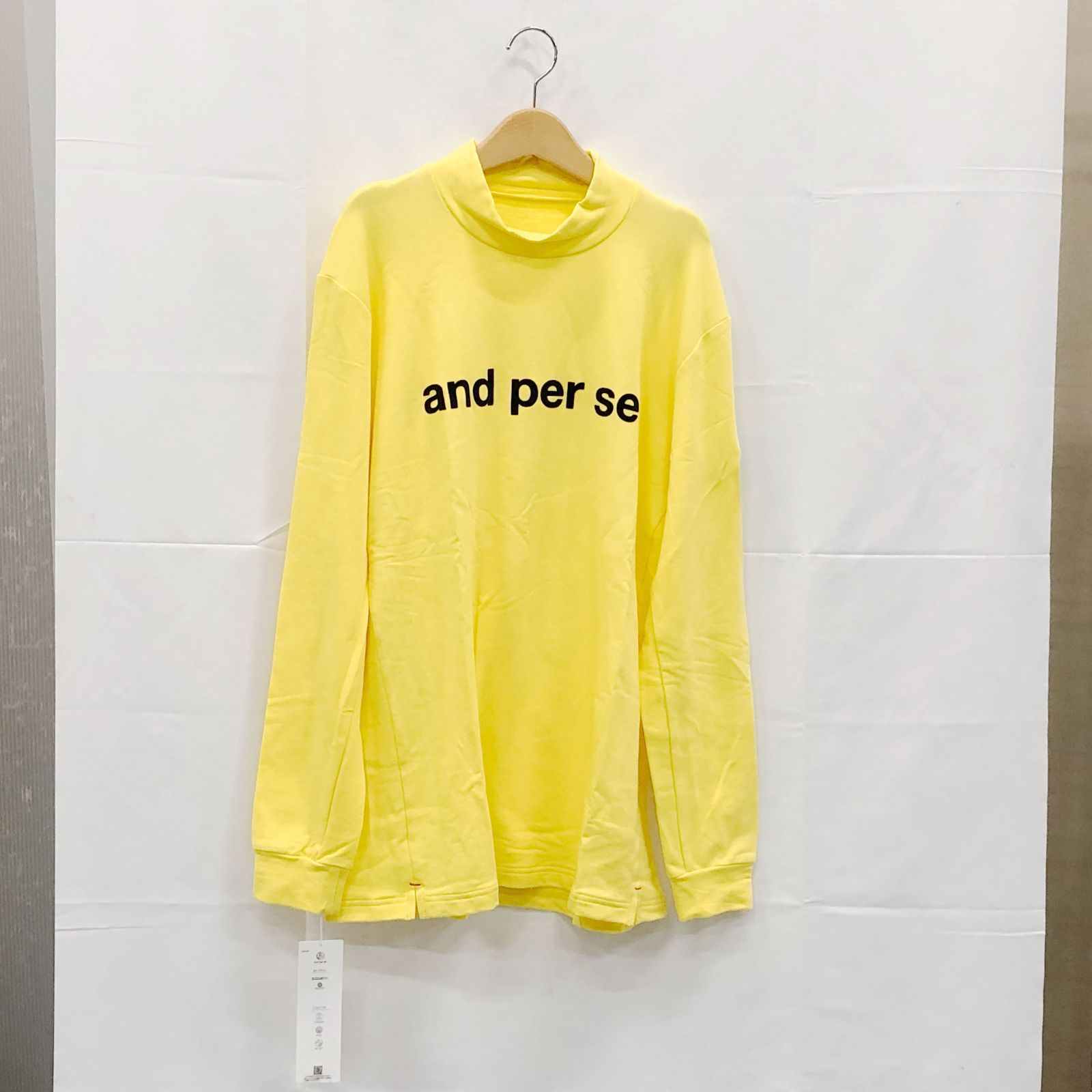 ! アンパスィ メンズ ＬＬサイズ セルヒート長袖ハイネックシャツ イエロー系 古着ゴルフウェア