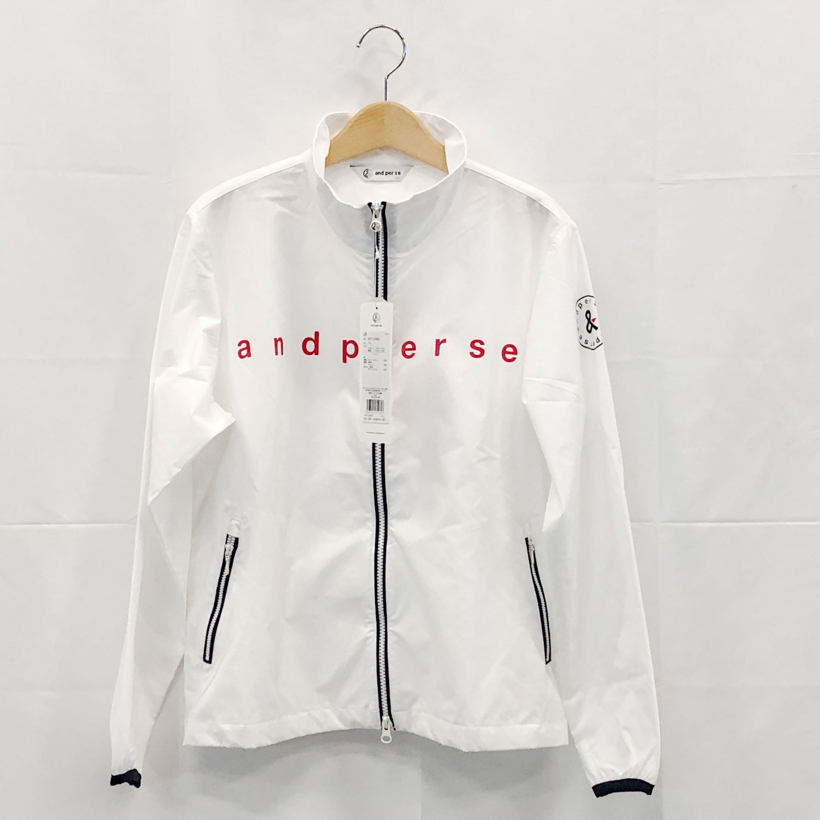! アンパスィ レディース ＬＬサイズ エアジャスターブルゾン ホワイト系 古着ゴルフウェア