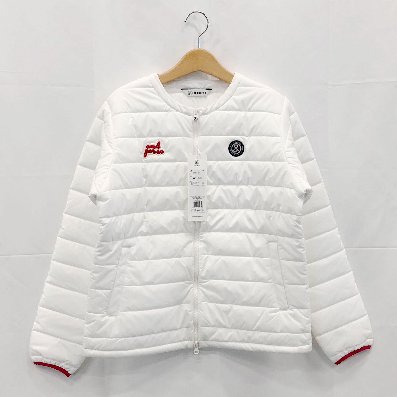 タグ付き! アンパスィ｜レディース｜Ｌサイズ｜エアロカプセル中綿ブルゾン｜ホワイト系｜古着ゴルフウェア