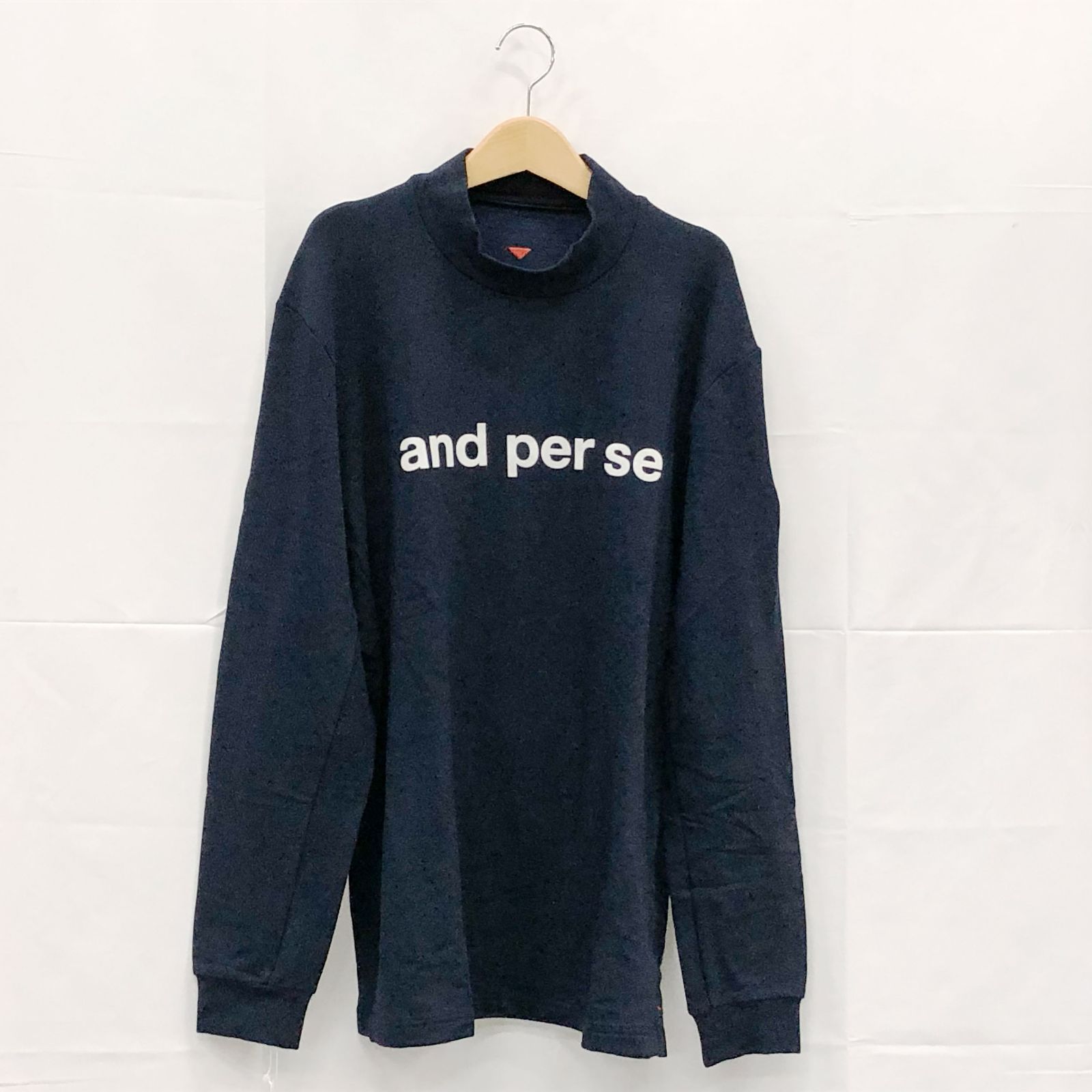 ! アンパスィ メンズ ＬＬサイズ セルヒート長袖ハイネックシャツ ネイビー系 古着ゴルフウェア