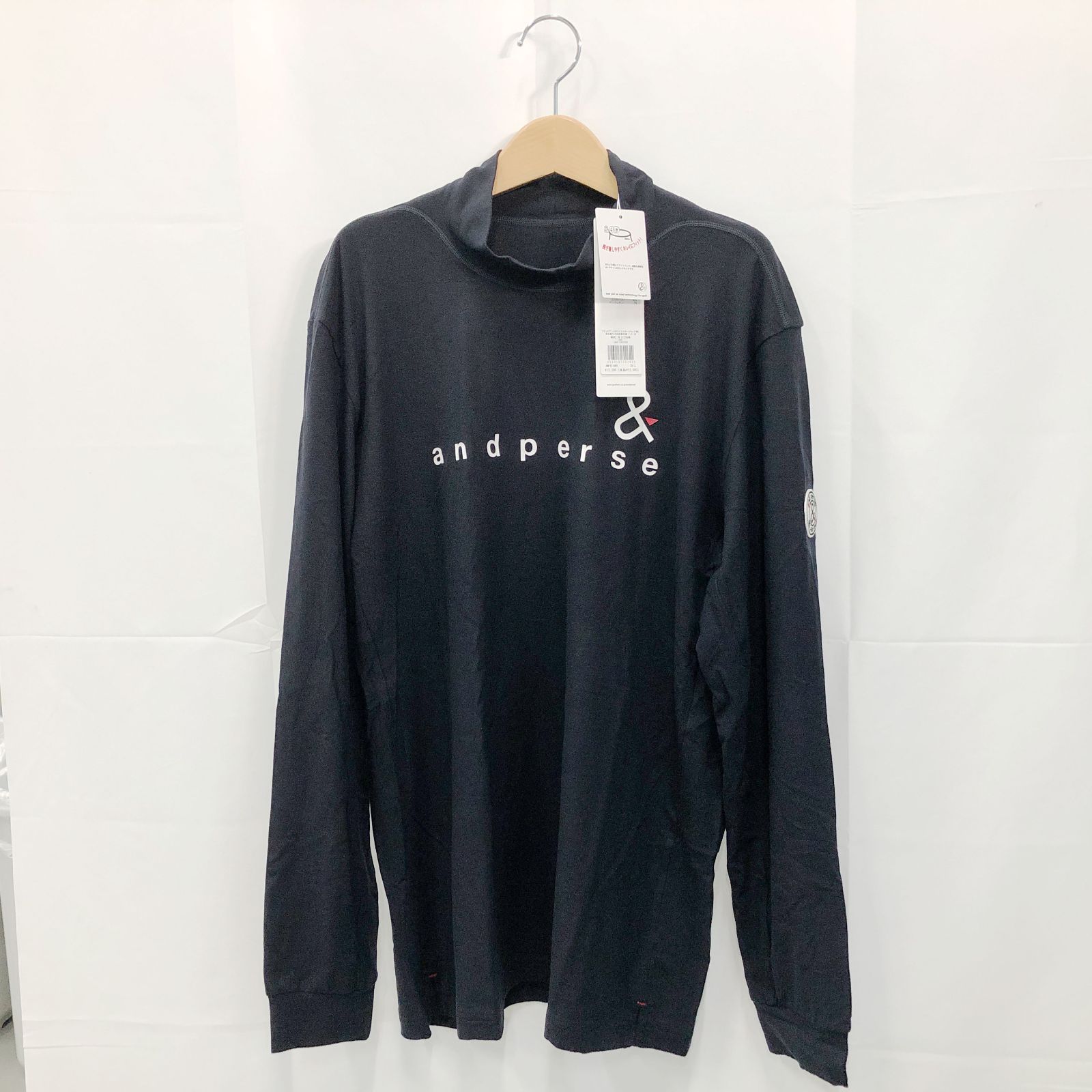 タグ付き! アンパスィ｜メンズ｜ＬＬサイズ｜セルヒートプレーンモックネック｜ネイビー系｜古着ゴルフウェア