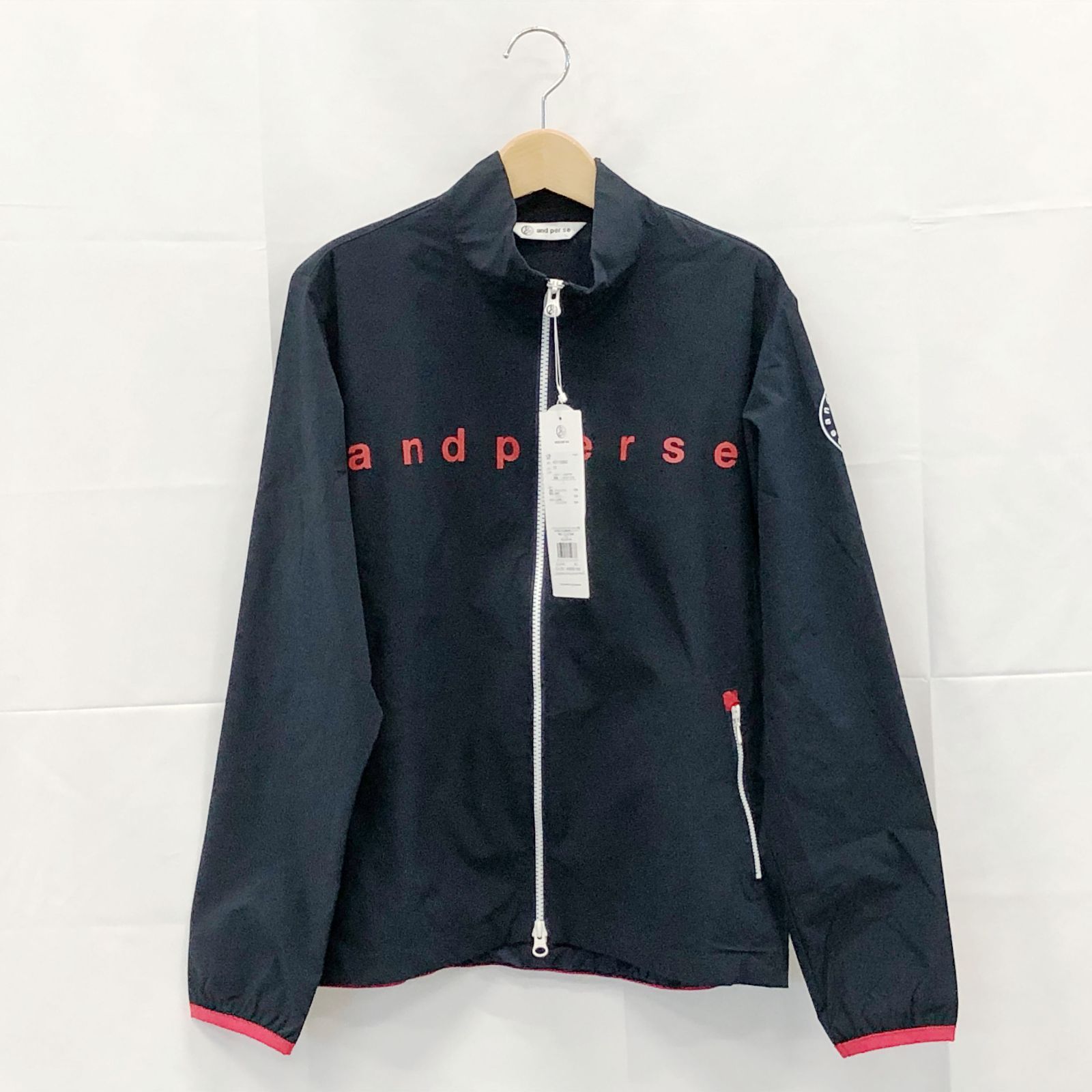 ! アンパスィ レディース Ｌサイズ エアジャスターブルゾン ネイビー系 古着ゴルフウェア