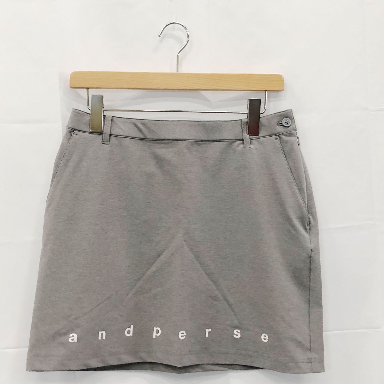 ! アンパスィ レディース Ｌサイズ マルチウェイストレッチスカート グレー系 古着ゴルフウェア