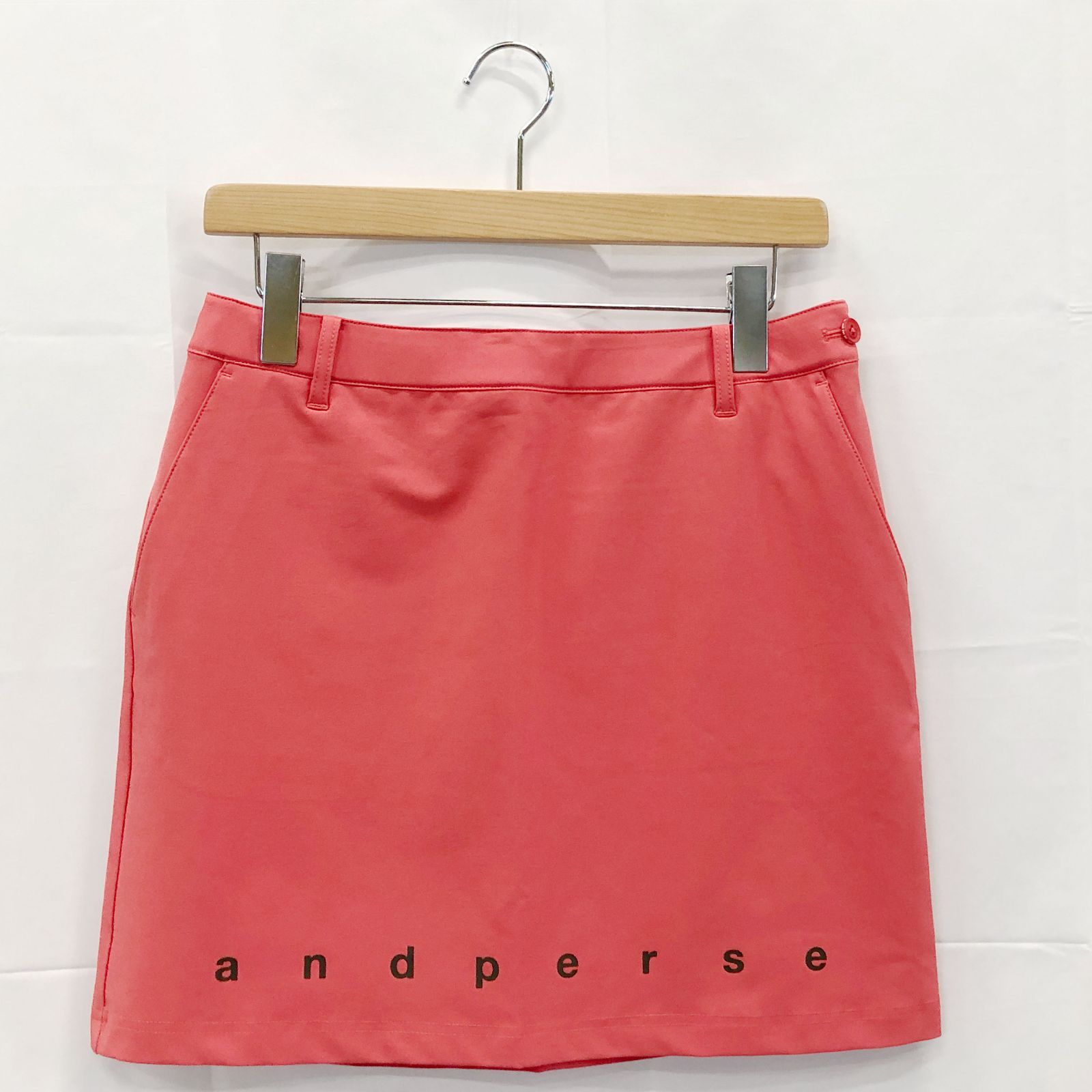 ! アンパスィ レディース Ｌサイズ マルチウェイストレッチスカート オレンジ系 古着ゴルフウェア