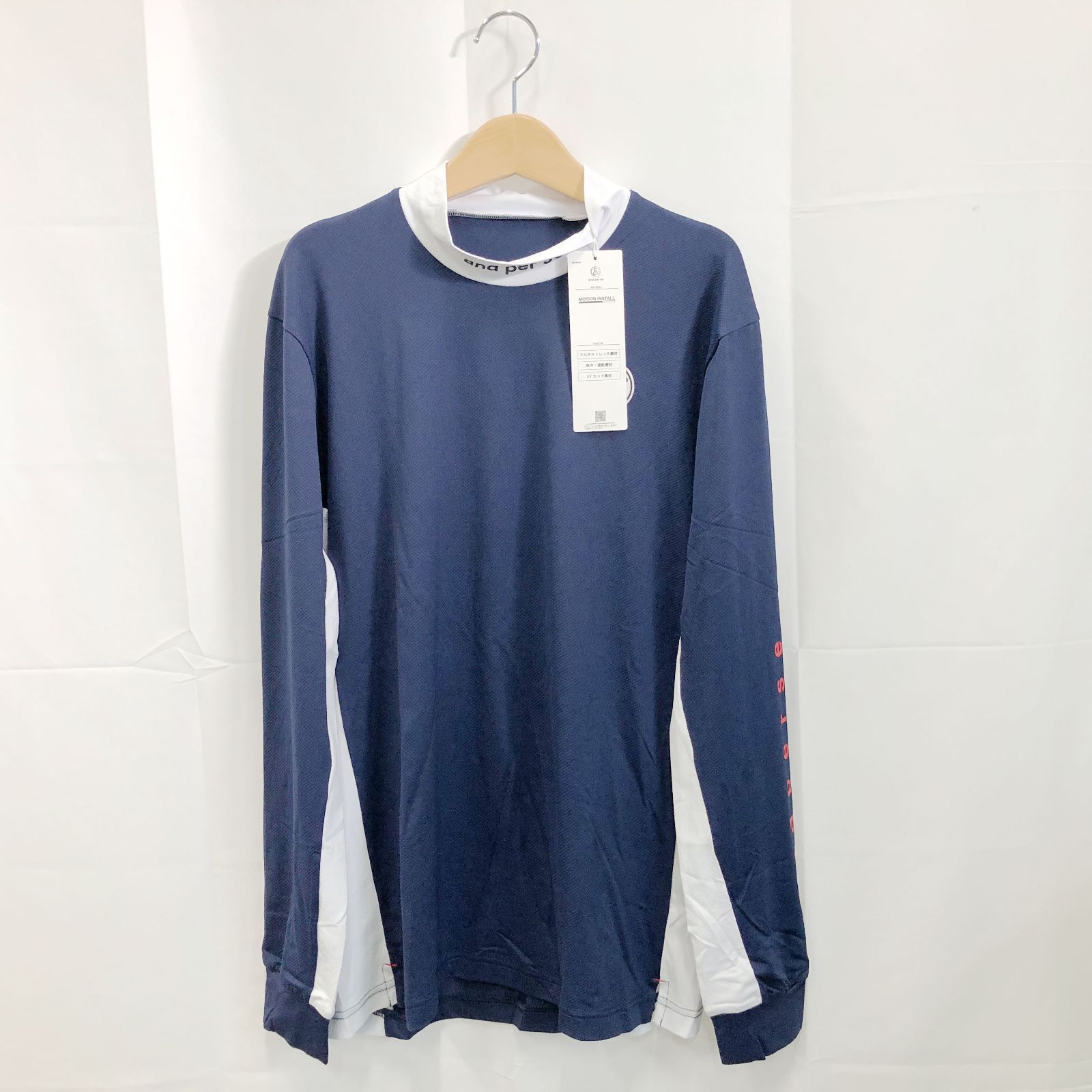 ! アンパスィ｜メンズ｜Ｌサイズ｜ショットスムーザーモックネック｜ネイビー系｜古着ゴルフウェア