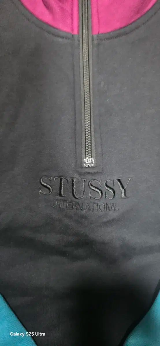 STUSSY カラーブロック ハーフジップアップ スウェット