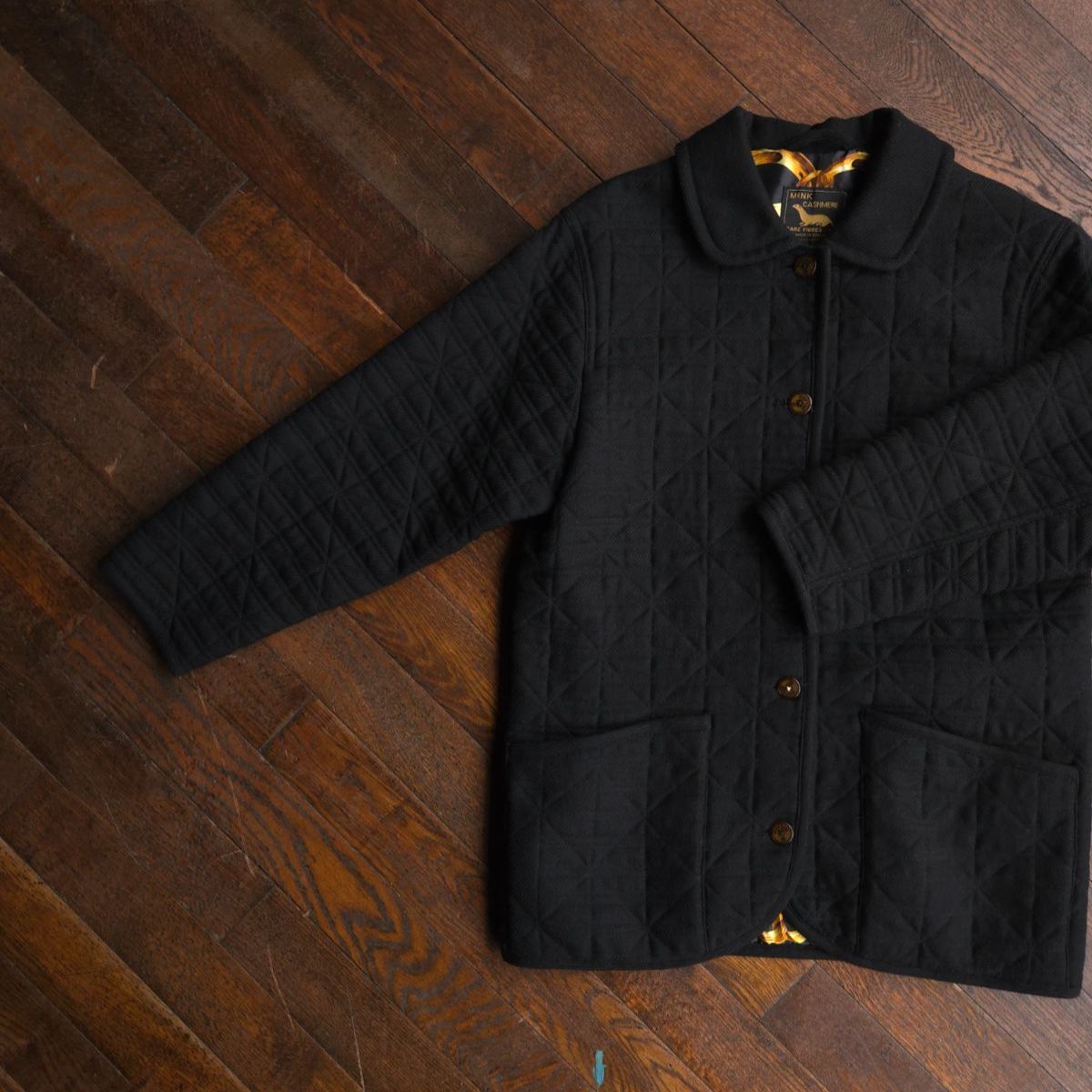 90 s MINK CASHMERE Quilt Jacket British Classic Style England Made M相当