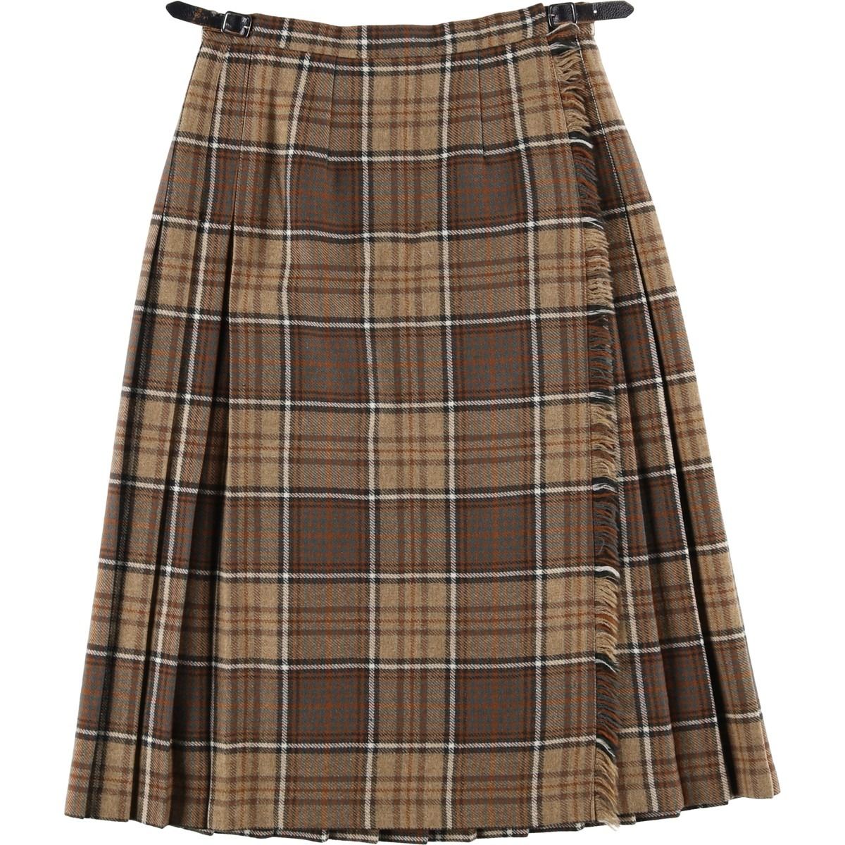 古着 SCOTT the kiltmaker OF チェック柄 ウール ミモレ丈 ラップ 巻きスカート レディースM相当 eaa 601349
