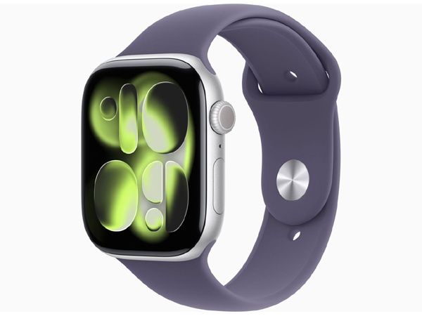 Apple Watch Series 11 GPSモデル 46 mm MEVA 4 J A シルバー パープルフォグスポーツバンド M L