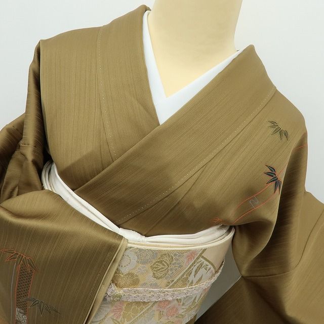 六花-RIKKA- 美品 正絹 ワイドサイズ 竹 手縫い仕立て 訪問着 着物