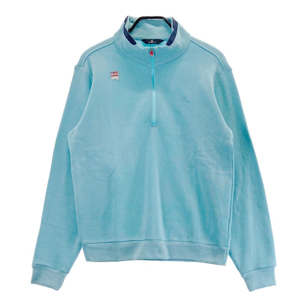 サイズ：L MUNSING WEAR マンシングウェア 2024年モデル ハーフジップ 裏起毛トレーナー ブルー系 [240101576070] ゴルフウェア メンズ ストスト
