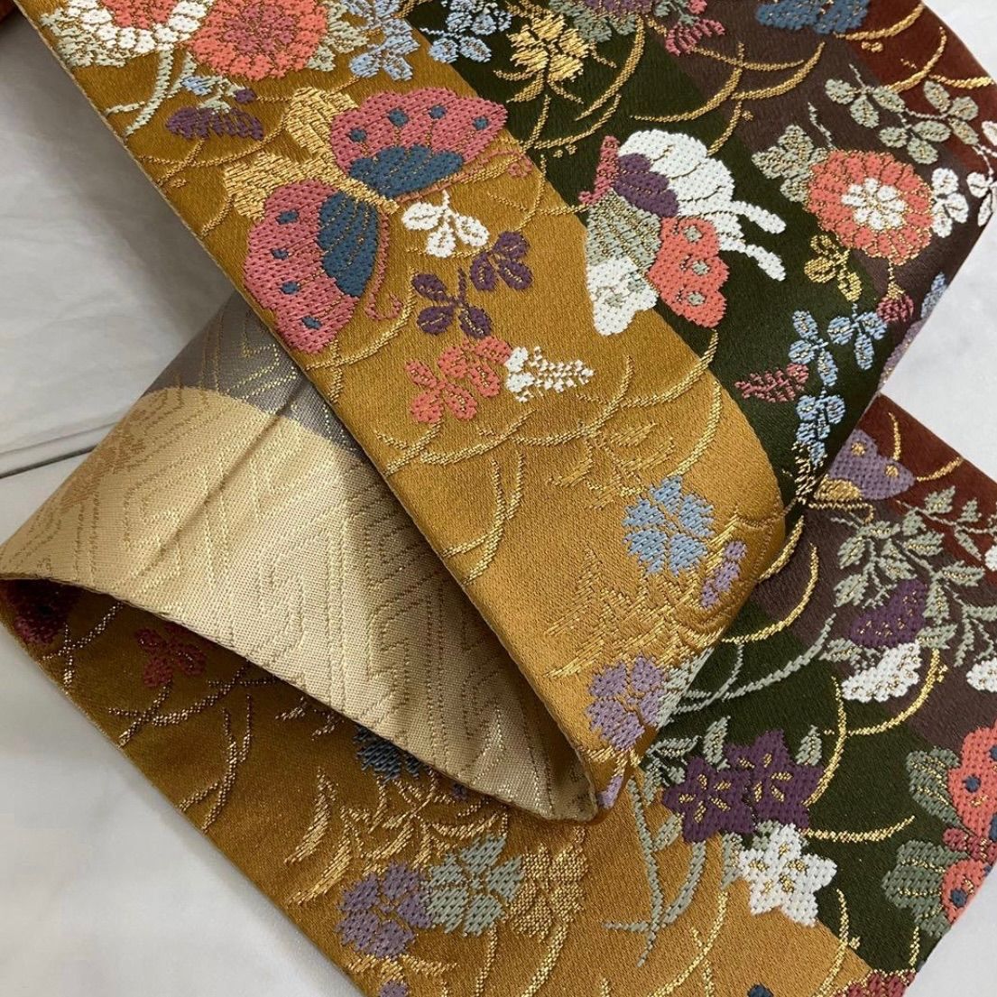 厳選●未使用同然●最高級西陣織唐織手織正絹●半幅帯半巾帯小袋帯●433 ○kimonoarisa○未使用同然○最高級西陣織○唐織○手織り○正絹