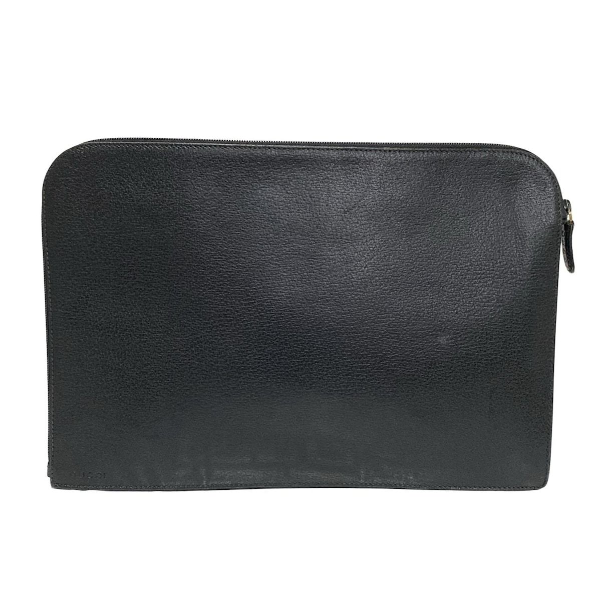 GUCCI グッチ バッグ - 黒 PCケース L字ファスナー レザー