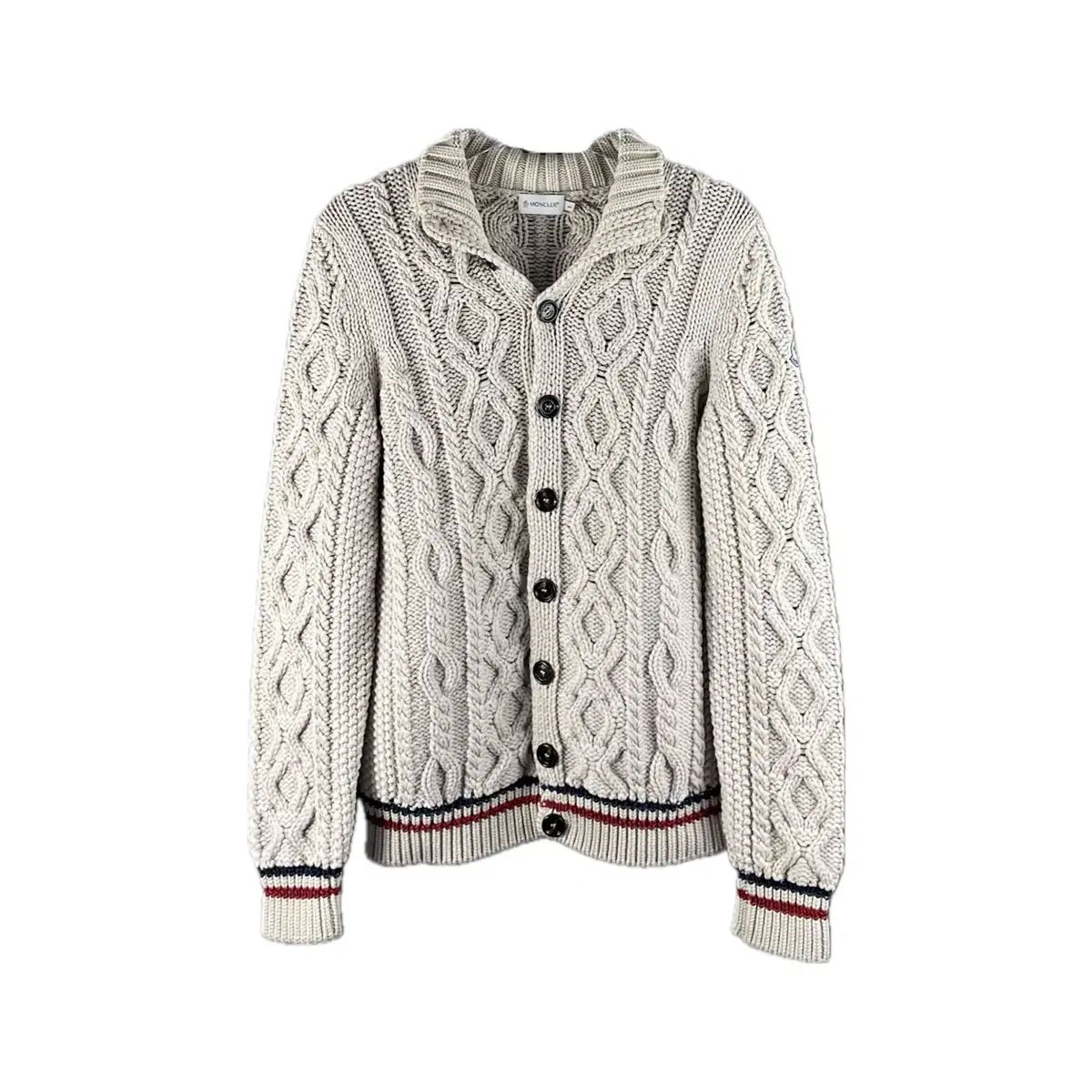 L モンクレール ワッペン ロゴ ケーブル編み Tシャツ ニット