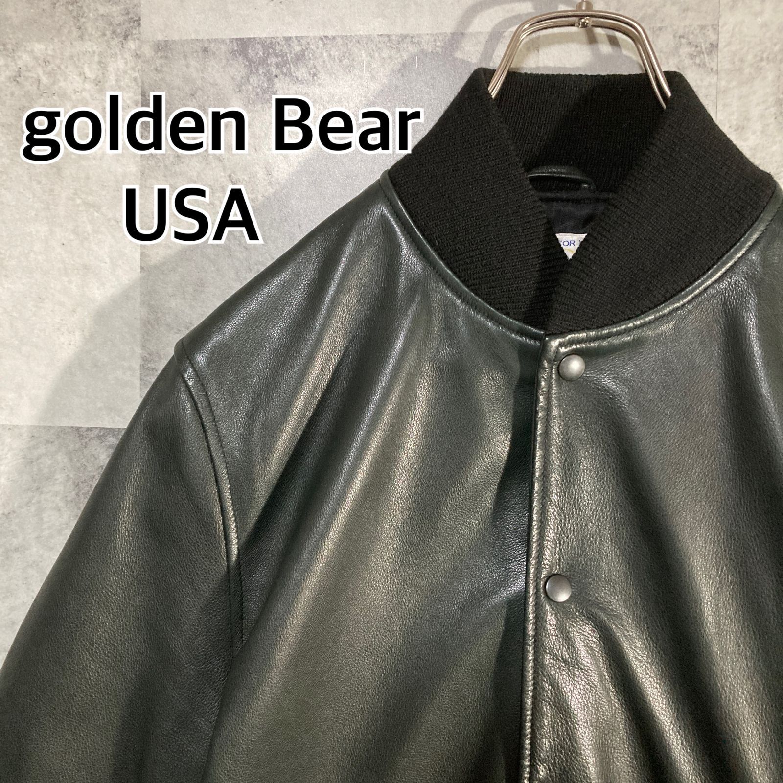 USA製 golden Bear ゴールデンベア レザージャケット オールブラック L