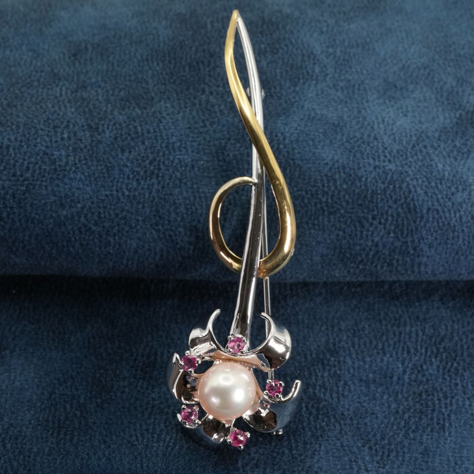 シルバー×K18 ルビー フラワー コンビ ブローチ お花/25-2220S - メルカリ