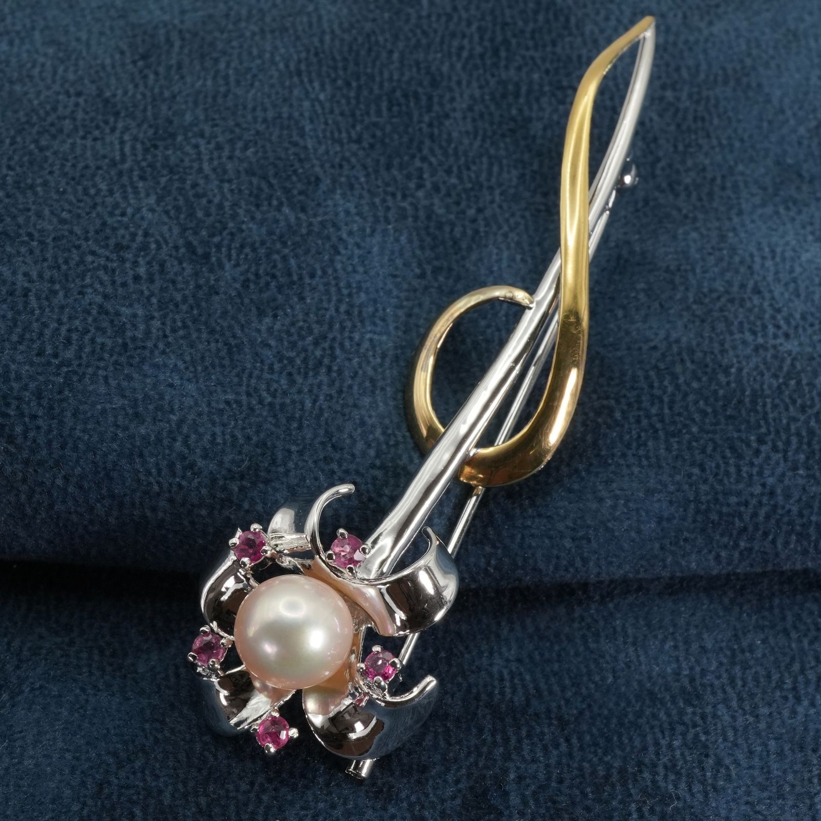 シルバー×K18 ルビー フラワー コンビ ブローチ お花/25-2220S - メルカリ