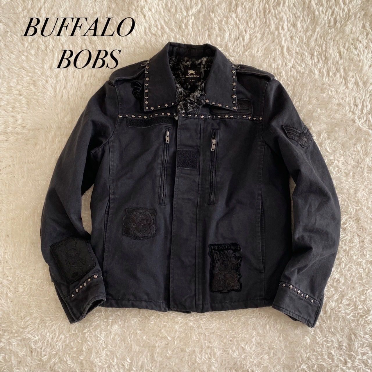 00s buffalo bobs fur jacket archive スタッズ y2k ブラック サイズ1