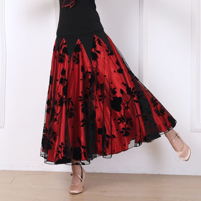 社交ダンス練習着2点セット☆スカート&トップスセットアップが魅力的な