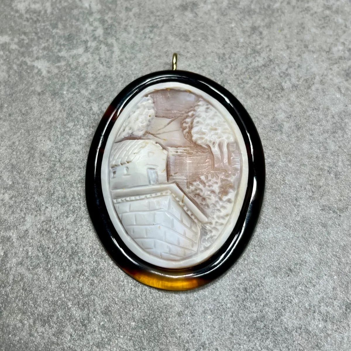 鼈甲 シェルカメオ ブローチ ネックレストップ 本鼈甲 べっ甲