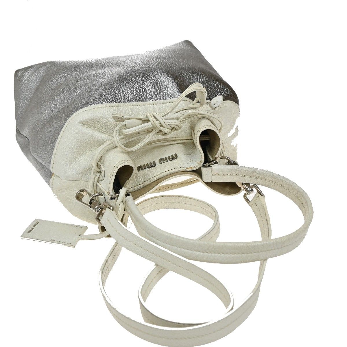 MIU MIU ミュウミュウ ロゴ 2Way ショルダー ハンドバッグ ホワイト