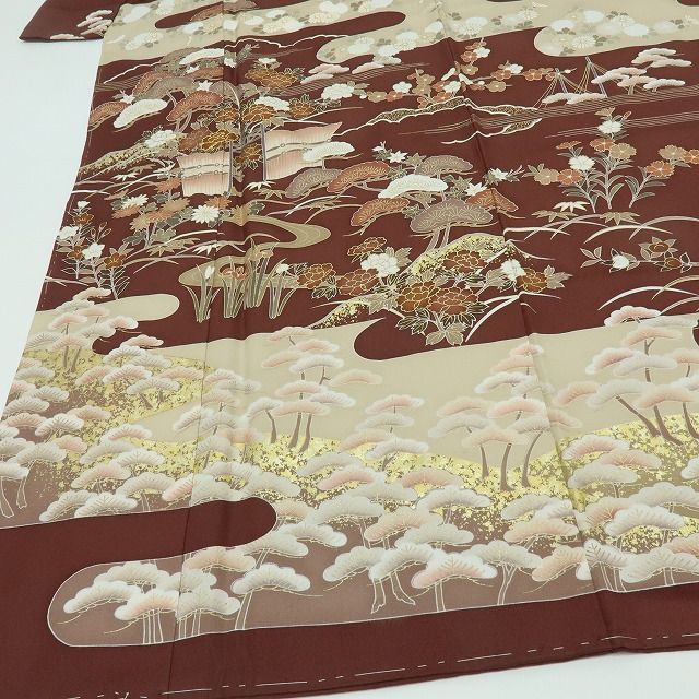 六花-RIKKA- 美品 正絹 金駒刺繡 松竹梅 橘 牡丹 茶屋辻 訪問着 着物