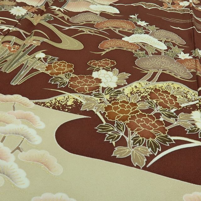 ☆専用☆美品 金駒刺繡 作家物落款 着物“菊や橘、松竹梅”訪問着 L-91 六花-RIKKA- 美品 正絹 金駒刺繡 松竹梅 橘 牡丹 茶屋辻 訪問着 着物