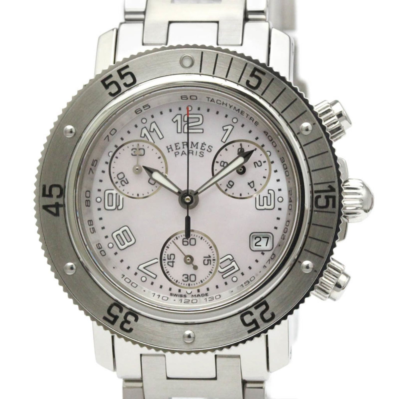 エルメス HERMES クリッパー ダイバー クロノグラフ ステンレススチール クォーツ レディース 時計 CL 2 310 外装仕上げ済み