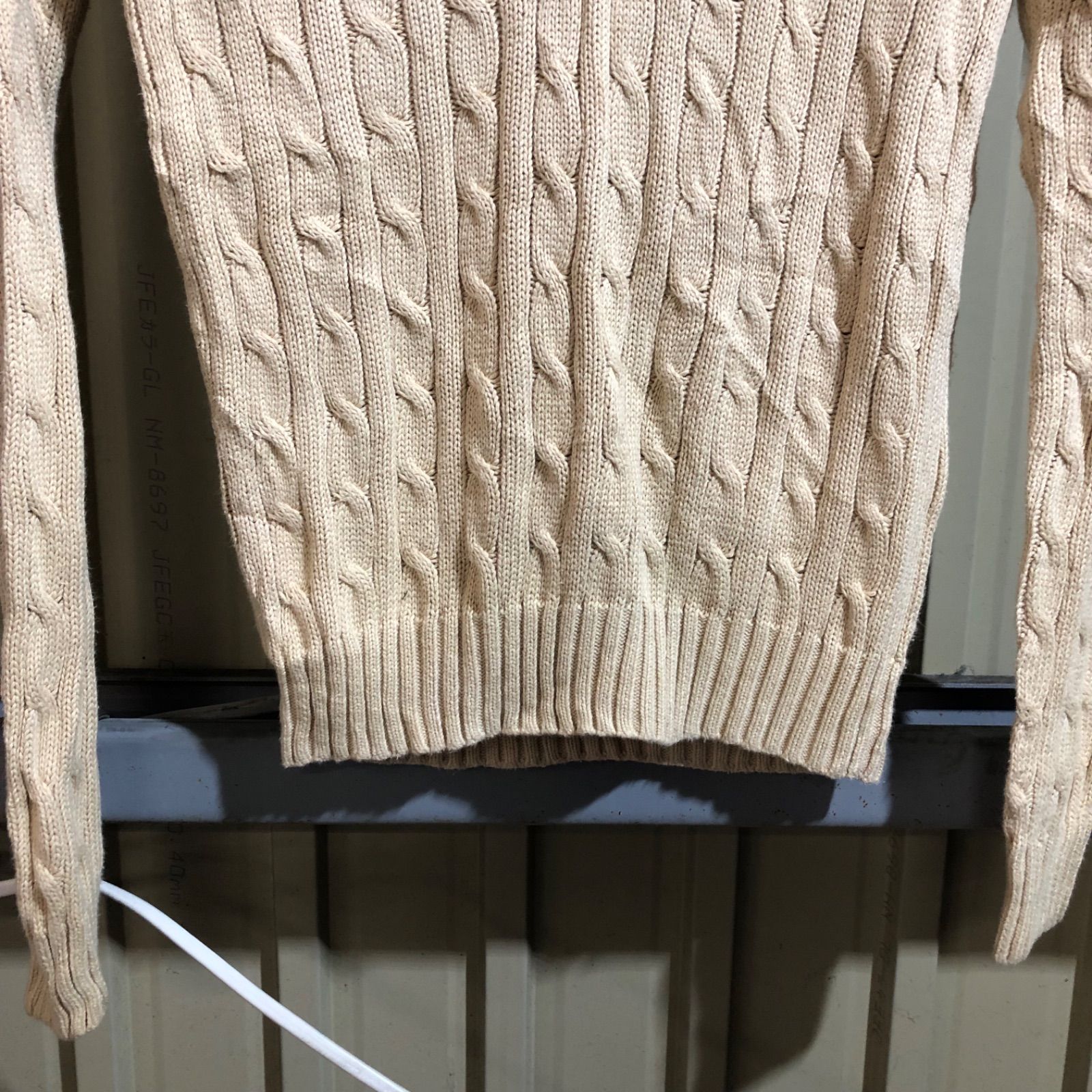 【美品✨】ポロバイラルフローレン　リブ編み長袖セーター ベージュ　ポニー刺繍 1040 Polo by Ralph Lauren セーター ベージュ S〜M ポロバイラル