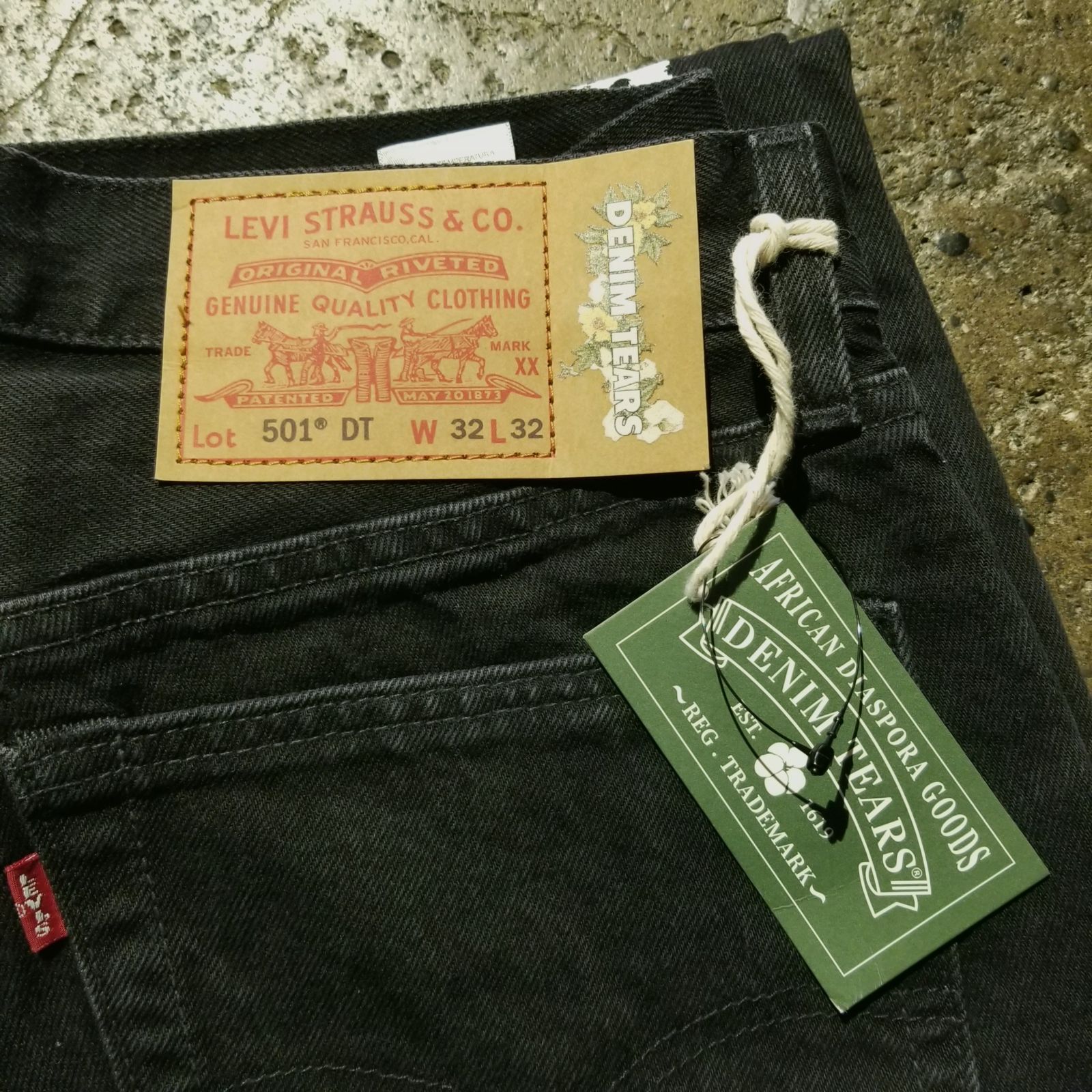 DENIM TEARS × LEVI'S 501 DT The Cotton Wreath Jean Black W32
