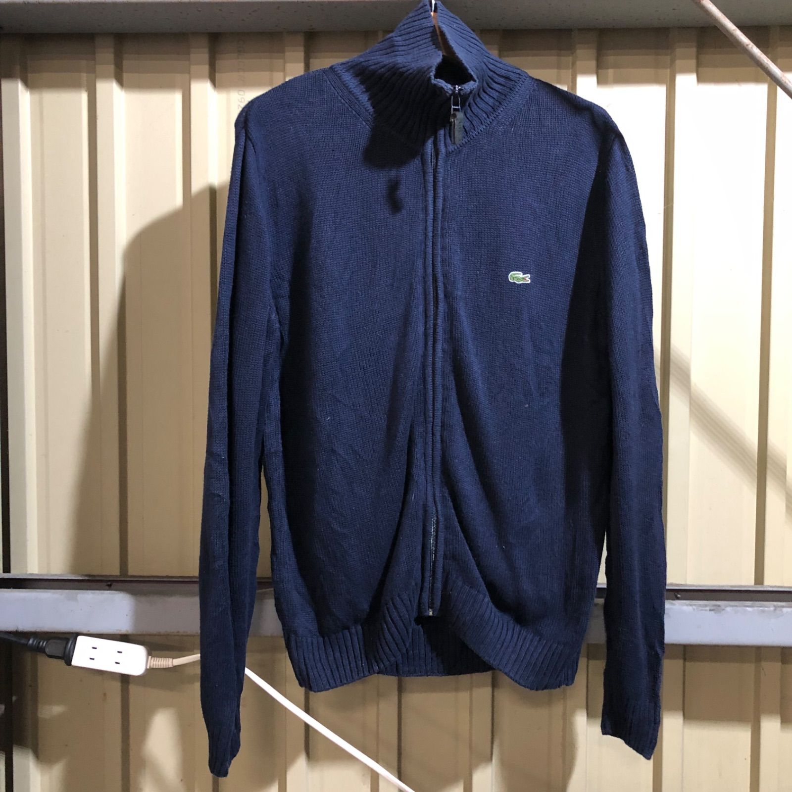 1041 LACOSTE ジップアップセーター ネイビー size3 S ラコステ ニット