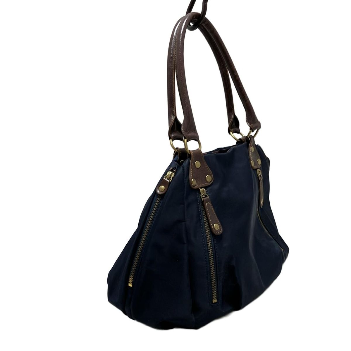 russet(ラシット) ショルダーバッグ - ネイビー×ダークブラウン レザー