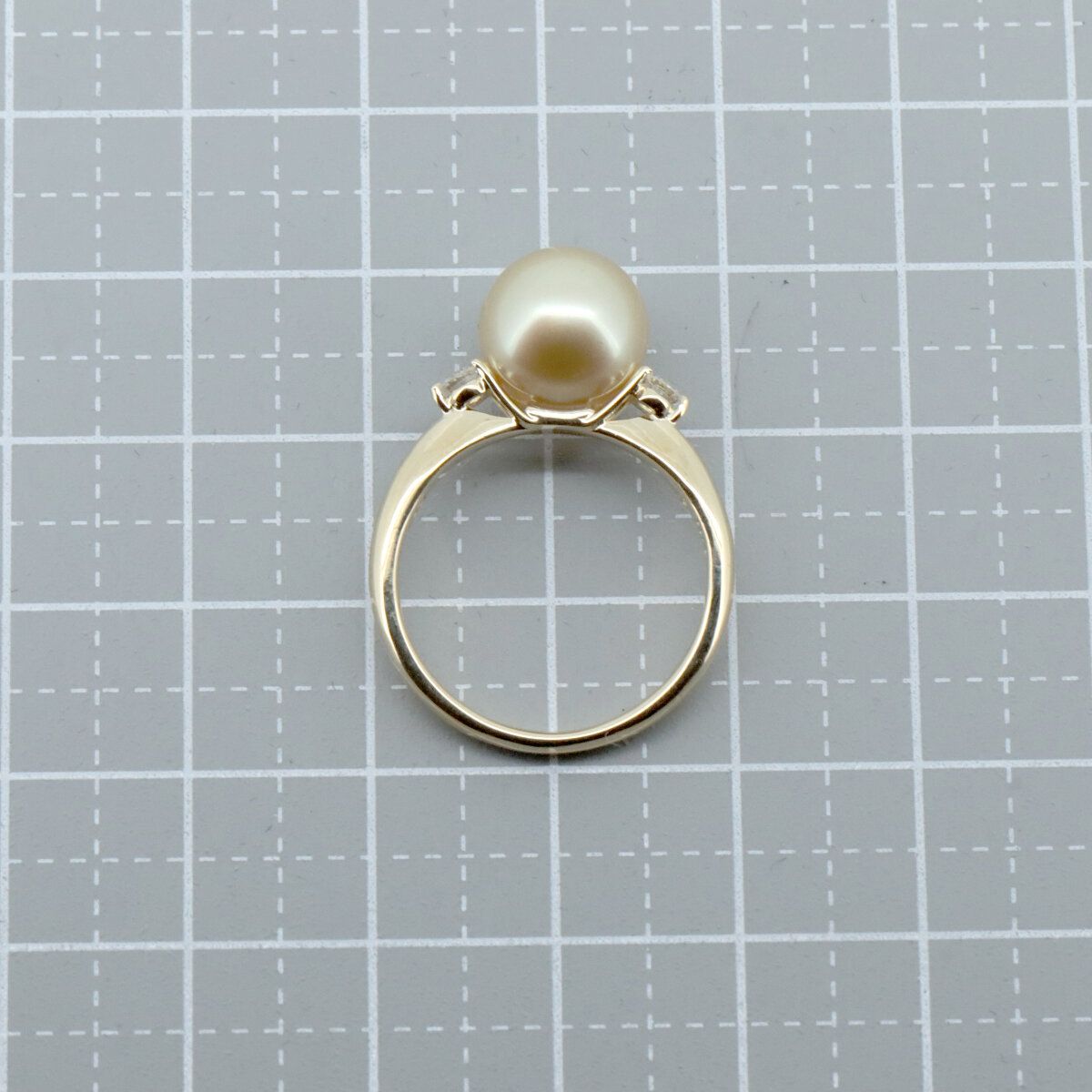 タサキ パール ダイヤモンド リング 指輪 12号 9.6ミリ 0.13ct K18YG