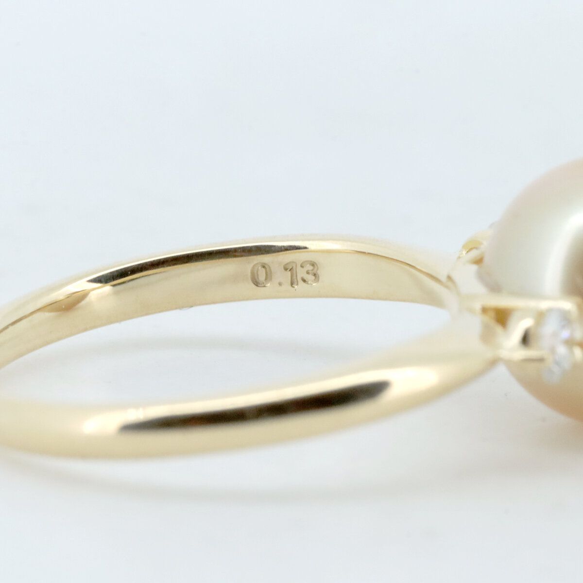 タサキ パール ダイヤモンド リング 指輪 12号 9.6ミリ 0.13ct K18YG