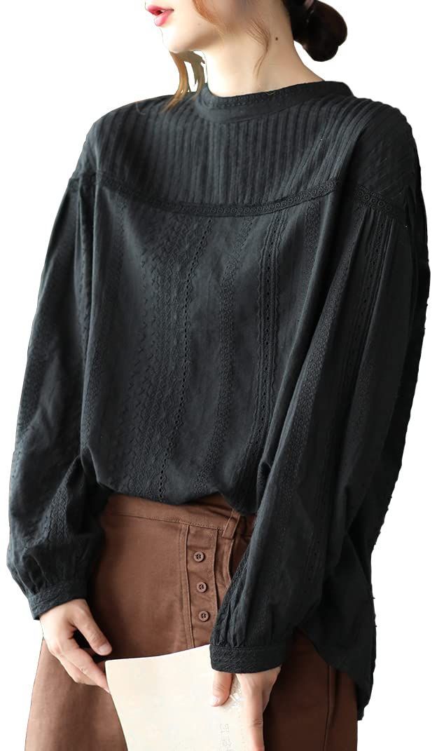 通気 トップス きれいめ ゆったり 柔軟 純色 シャツ ブラウス レース 長袖 レディース ブラウスシャツ [TRTRO]