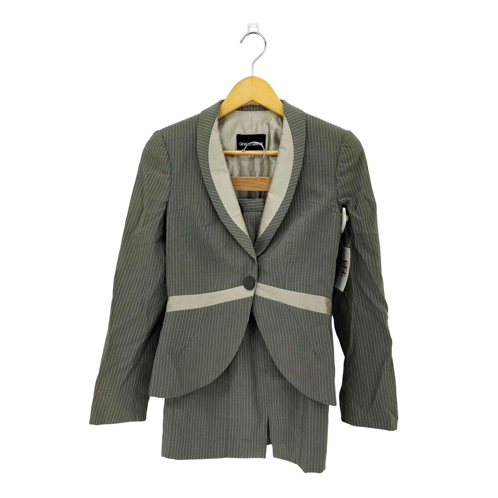 ジョルジオアルマーニ Giorgio Armani 00 s イタリア製 ストライプ柄 ショール テーラードジャケット ショートスカート スーツセットアップ レディース FR 36