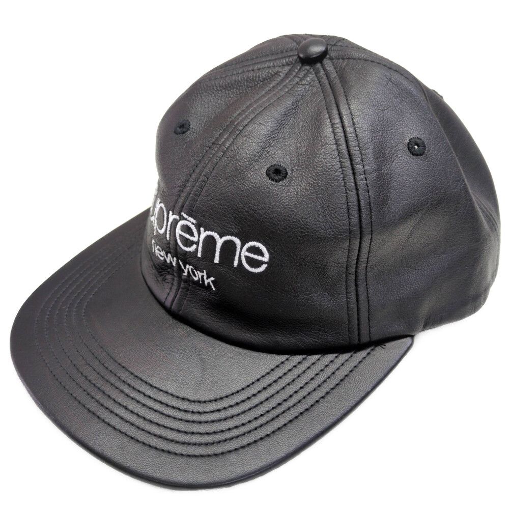 SUPREME ベースボールキャップ ブラック Supreme シュプリーム レザー ベースボールキャップ（BBキャップ）帽子
