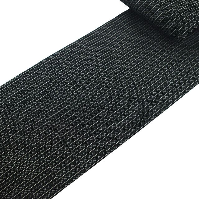 新古品】 夏物 名古屋帯 未使用 正絹 羅 全通 九寸 黒地 黒 白 変わり