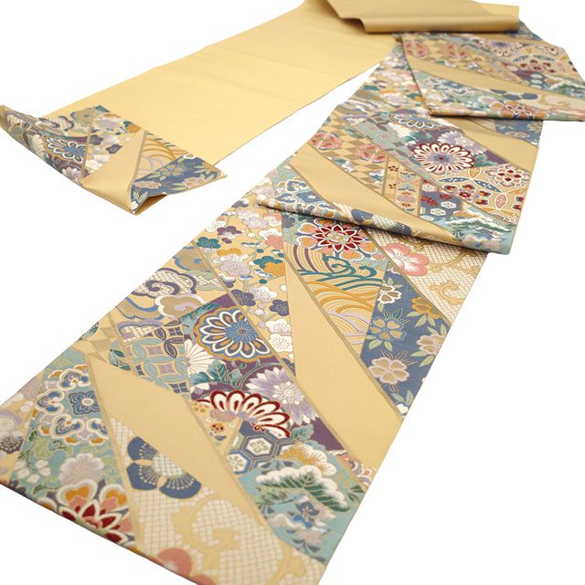 新古品】 袋帯 フォーマル 未使用 正絹 京都 西陣 秀麗錦織 金糸 飴色