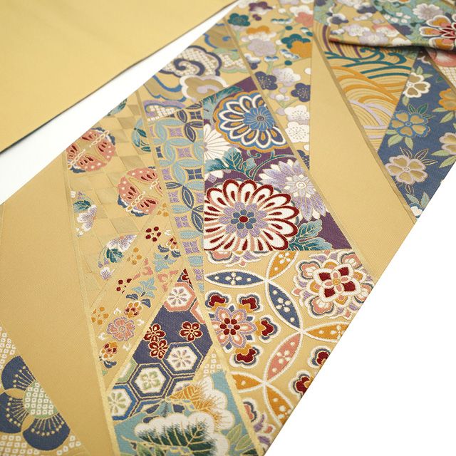 新古品】 袋帯 フォーマル 未使用 正絹 京都 西陣 秀麗錦織 金糸 飴色