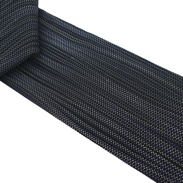 新古品】 夏物 名古屋帯 未使用 正絹 羅 全通 九寸 黒地 黒 紫 青紫 黄